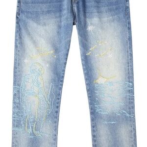 Billionaire Boys Club Light Blue Astronaut Embroidered Jeans